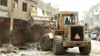 Anti-encroachment operation in Korangi, South, Central Karachi